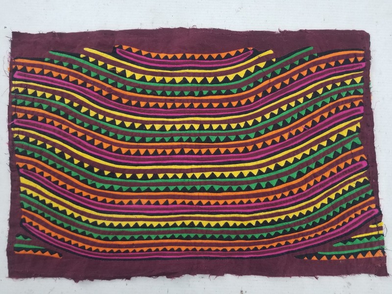 Vintage Traditional Kuna Mola Folk Art Applique Work Panel 45x30cm