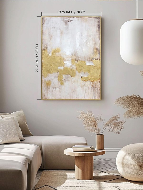 2 Piece Gold and Neutral Abstract Wall Art – Modern Textured Canvas Prints gallery