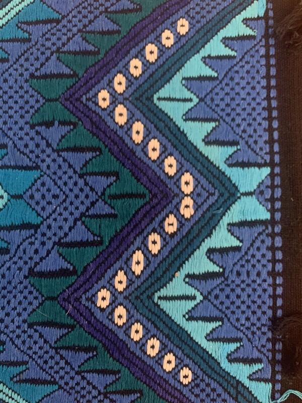 Beautiful Handwoven Tapestry Blue Green White. Estimate Size 24X16 Inches gallery