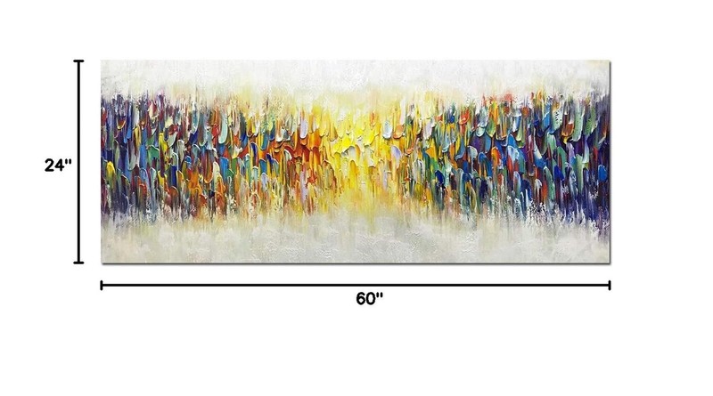 AMEI Art,24x60Inch Large Size Knife Painted Texture Art Yellow White Abstract... gallery