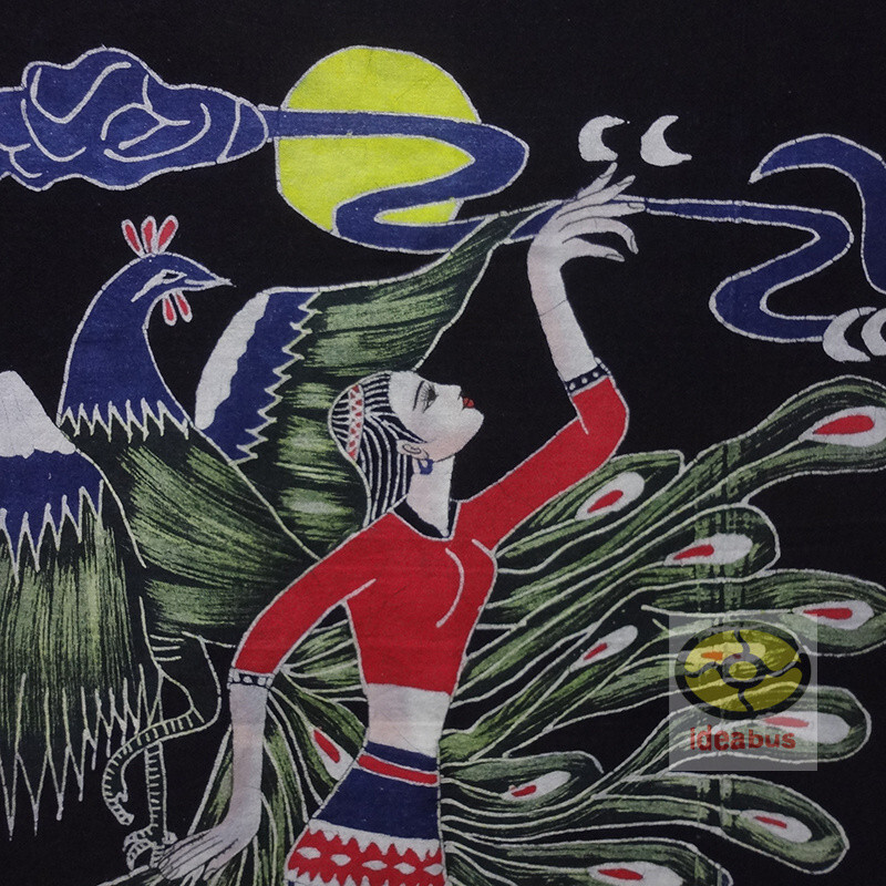 China Art Decor Home Wall Hanging Batik Tapestry- Thai Ethnic Girl Peacock Dance gallery