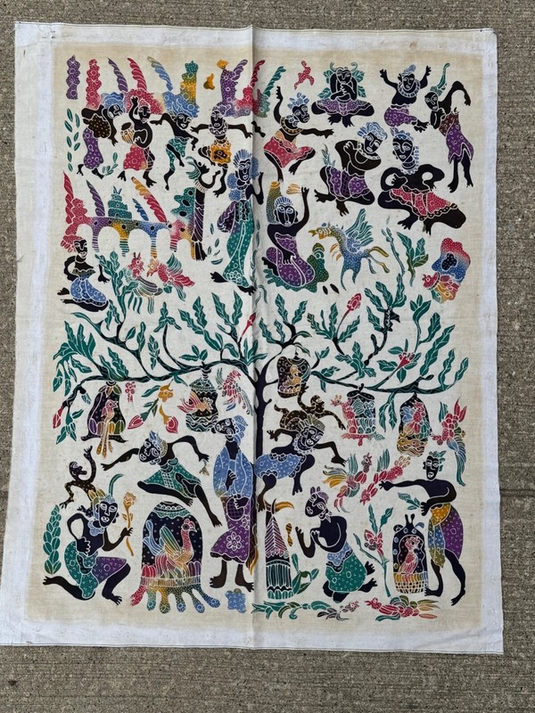 Asian, Balinese, Thai Ethnic Batik Textile Art Fabric * 35 x 27