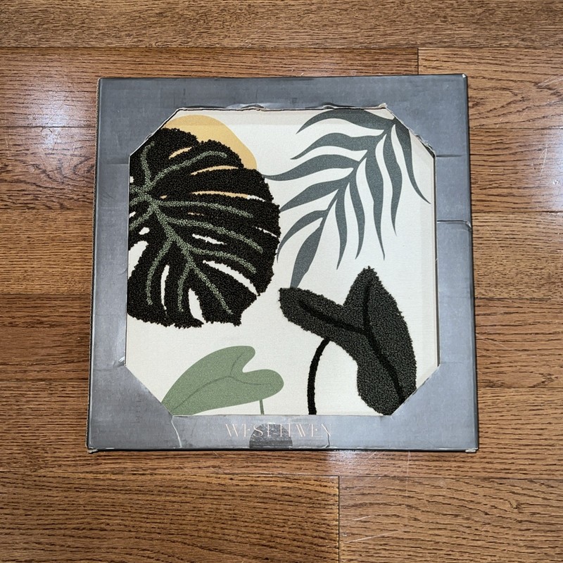 West Haven Botanical Wood Framed Textile Wall Art 12x12 Boho 3D Coastal Beach gallery