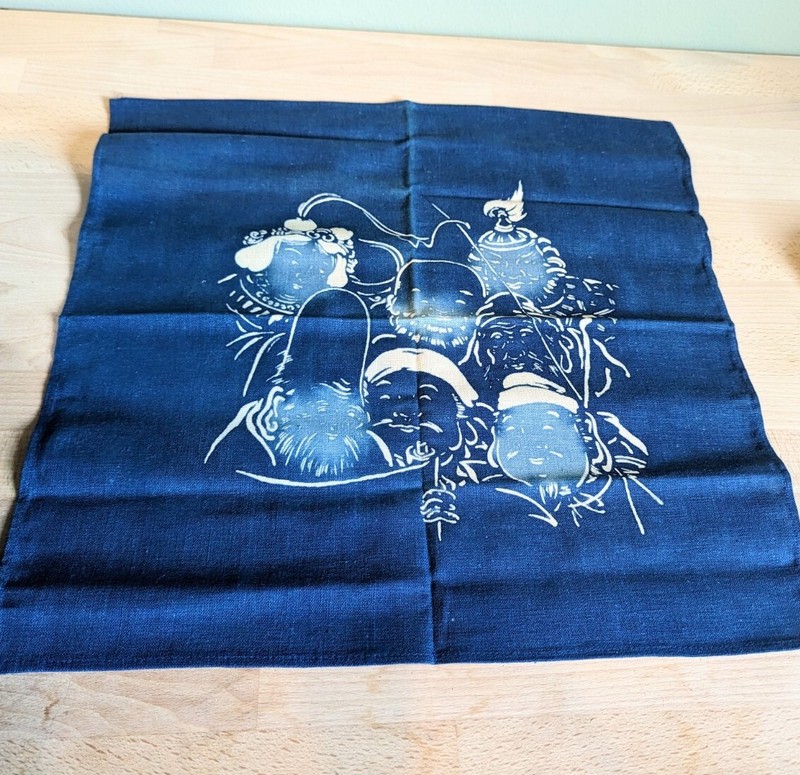Vintage Handmade Indigo Japanese Monk Smoking Dye Tapestry Cotton Double Sided