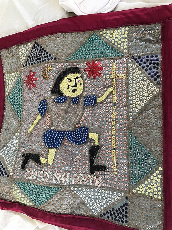Haitian Vodou Flag Castra Arts Beads and Sequins on Fabric 19" Tall x 19" Wide gallery