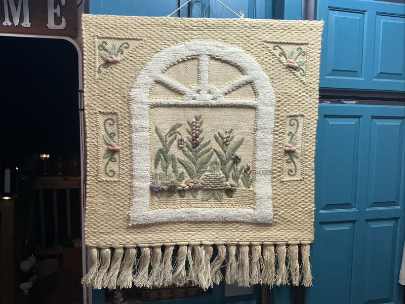 ICA ‘90 Natural Fiber Wall Woven Hanging Art Tapestry Handmade Boho 36X42 Fringe