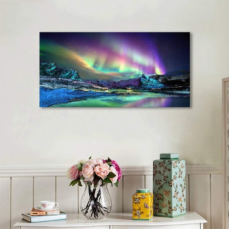 RUISHI Aurora Borealis Canvas Wall Art Northern Lights Prints Painting Artwor... gallery