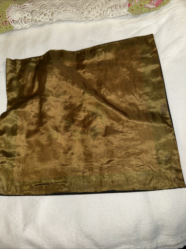 Vintage Silk Embroidered Butterfly Flower Square Earth Tones 9.75 X 11” gallery