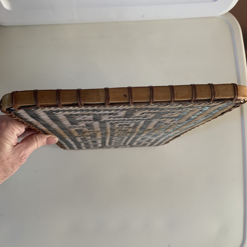 Vintage Wicker Rattan Aztec Tobacco/Brown Wall Decor Jewelry Tray 14.5 x 8.5” gallery