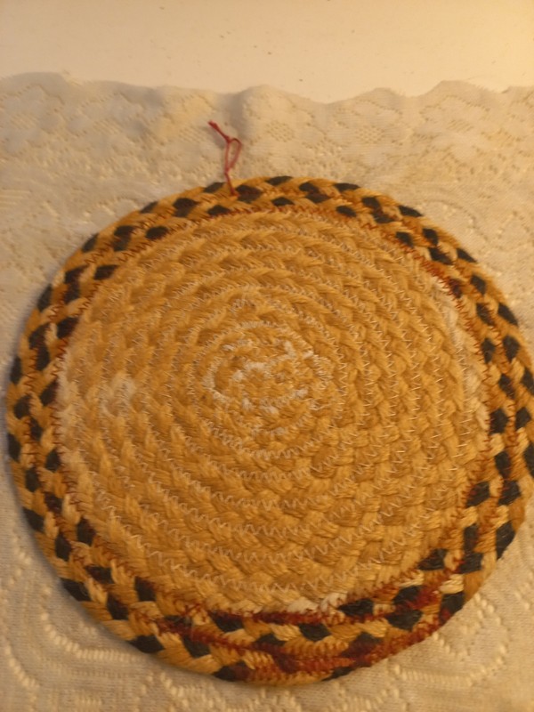 Butterfly Braided Rag Rug 10" Wall Hanging Or Trivet Handpainted Monarch Boho gallery