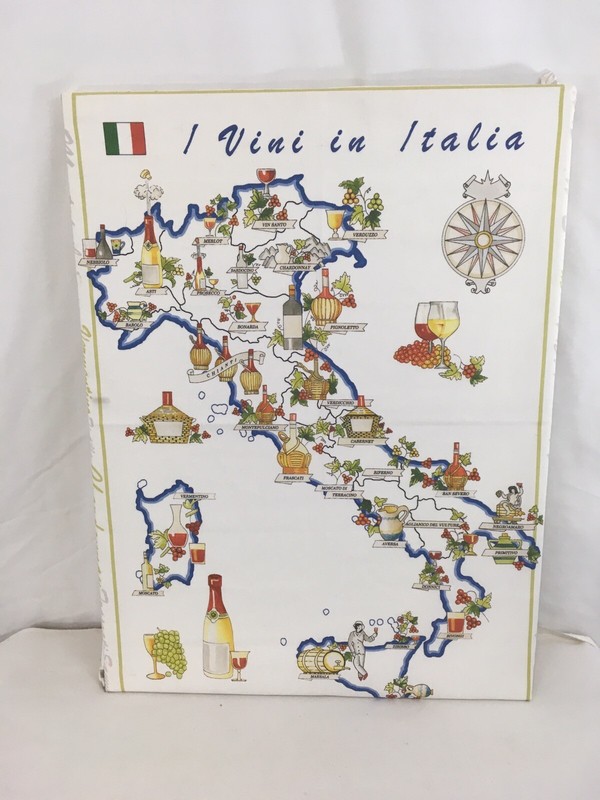 Vini In Italia 24×18 Wines Italy Wood Frame Canvas Cloth Fabric Print Wall Art