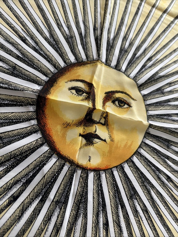 House of “Fornasetti” “Sole” Vintage Silk Scarf 53” X 53” Inches gallery