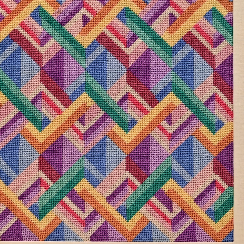EDNA KATZ Original Vintage MCM Geometric Abstract Textile Needlepoint Tapestry gallery