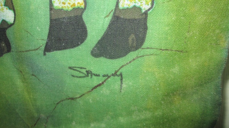 Giraffes Art Hand Painted Fabric 33" X 16 1/2" Large Cloth Wall Textile Giraffe gallery