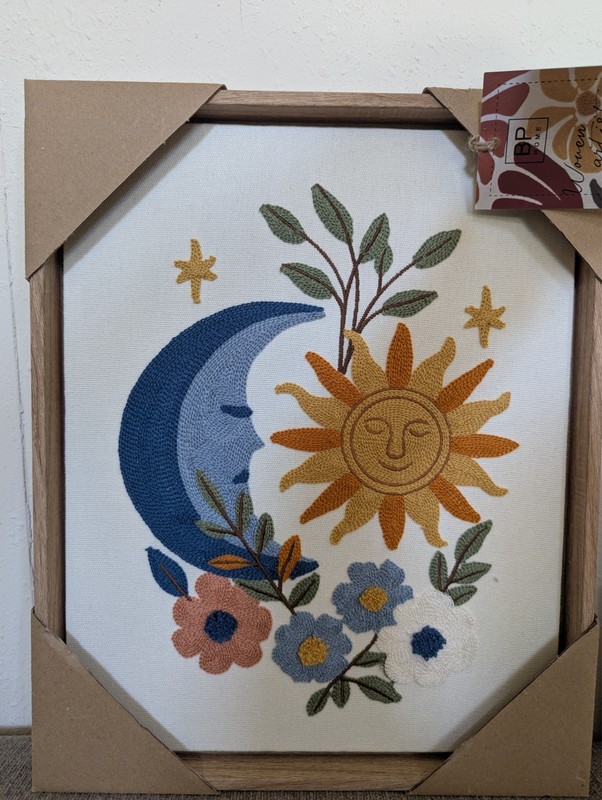 BP Home Woven Embroidered Sun and Moon Wall Art ☀️ 🌙 12"x 15"