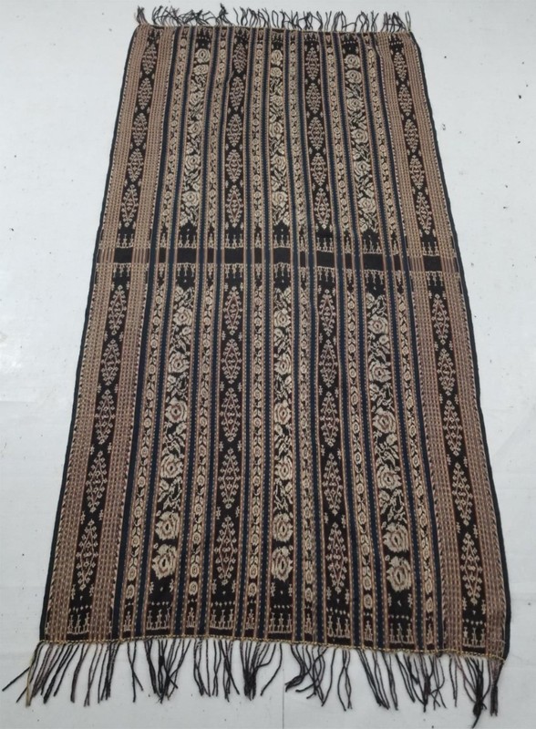 Antique Indonesian Lombok Songket Handwoven Ikat Floral Striped Textile 178x92cm