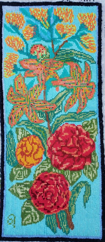 VINTAGE EUROPEAN HAND MADE EMBROIDERY FLOWERS (UKRAINIAN HANGER)