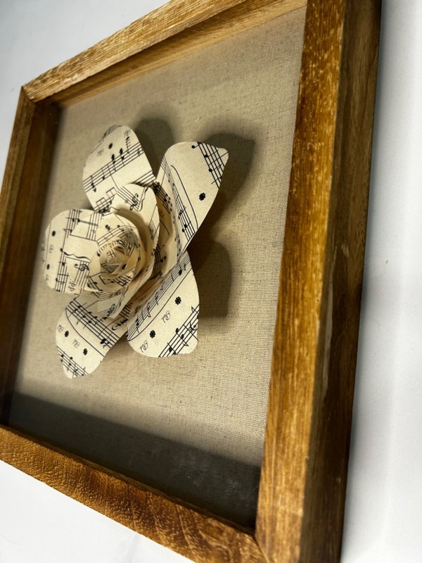 Framed Flower Wall Art Handmade Sheet Music Paper Décor Rustic Music Lover Gift gallery