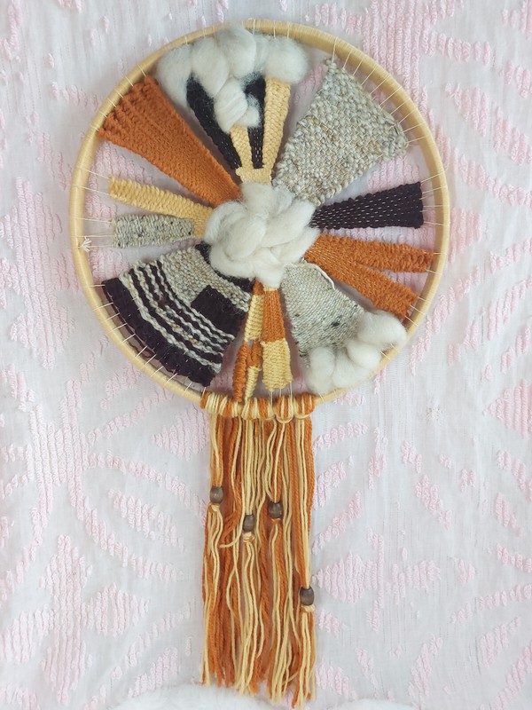 Vintage 1970’s Mid Century Modern Textile Fiber Art Wall Hanging 26.5″H x 14″W