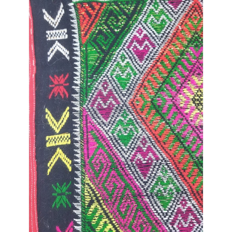 Vintage Traditional Hmong Tribal Hand Woven Geometric Textile 162x37cm gallery