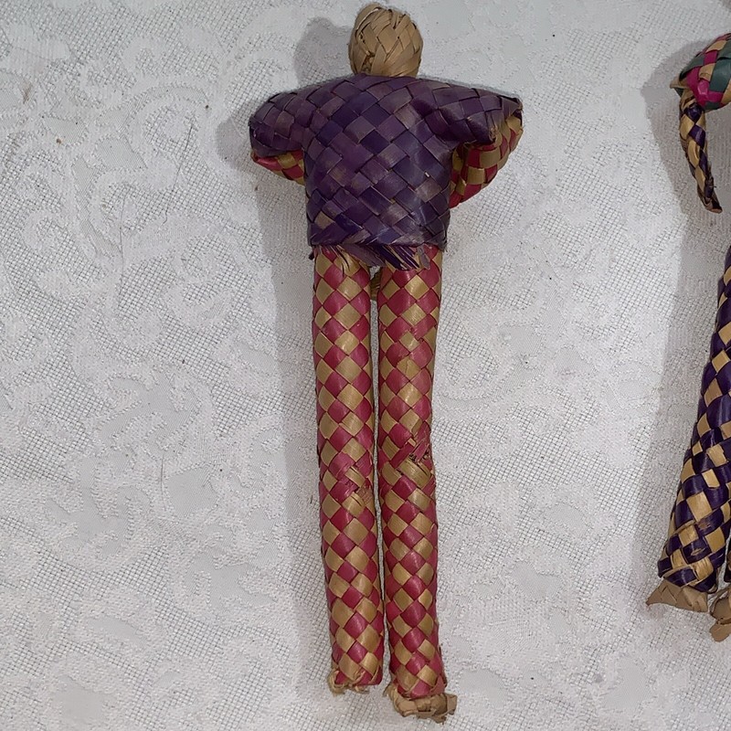 4 Vintage Straw Rattan Folk art Mariachi Men Woven Braid Mexican Palm Donkey gallery