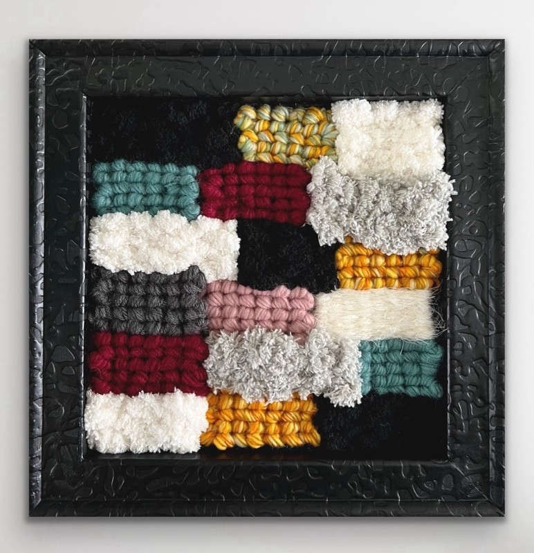 Handwoven Fiber Art – Framed Textile Wall Art (12” x 12”)