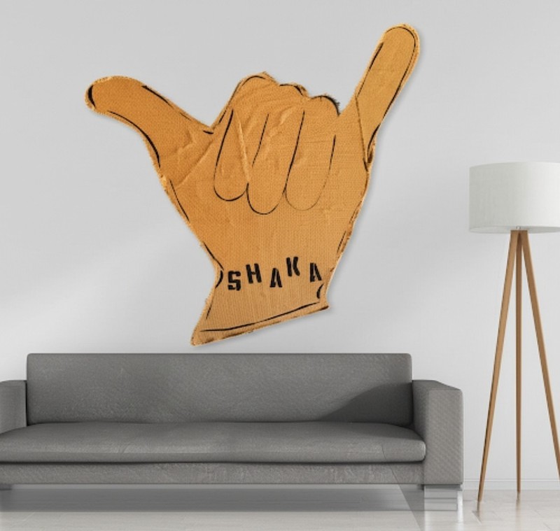 SHAKA «Hang Loose» Hawaiian Greeting Extra Large Vintage Custom Wall Art 48 x 43