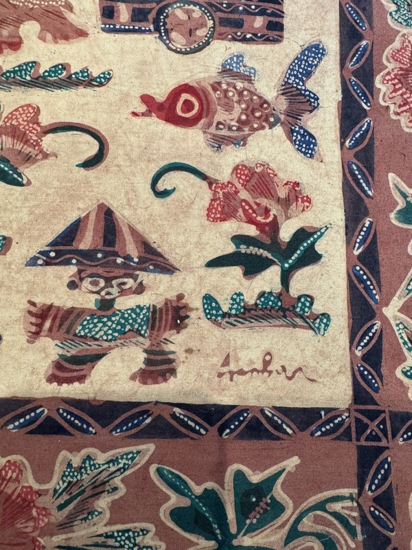 Rare Malaysian Batik Wall Art - Signed And Framed - 58.5”x37.75 - Very Unique gallery