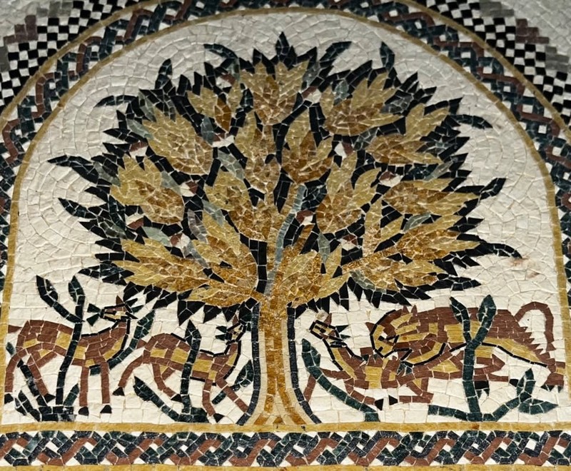 Signed Handcrafted Mosaic Tree of Life: Hisham Palace Reproduction Tile Art