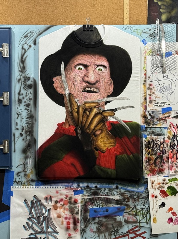 Freddy Kruger Original airbrush artwork on T Shirt
