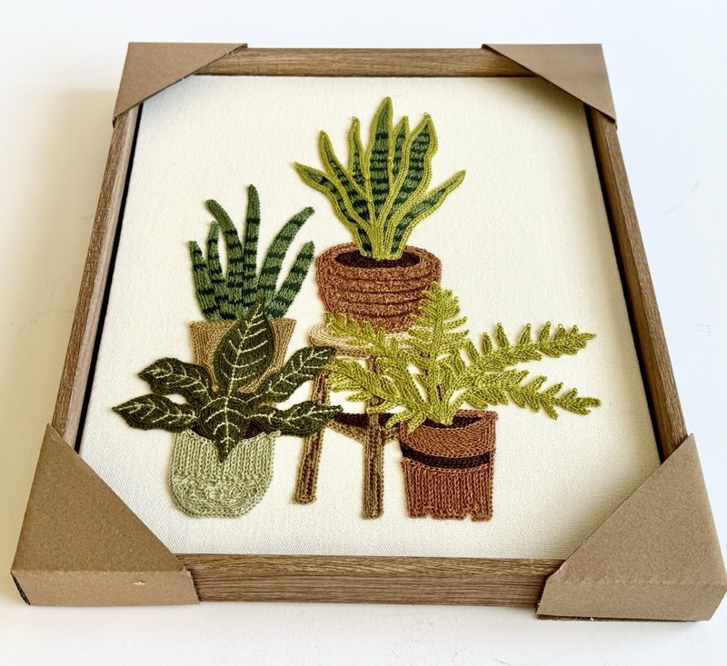 ⚜️New BP Home Textile Embroidered Woven Wall Art Houseplant Home Decor 15”x12” gallery
