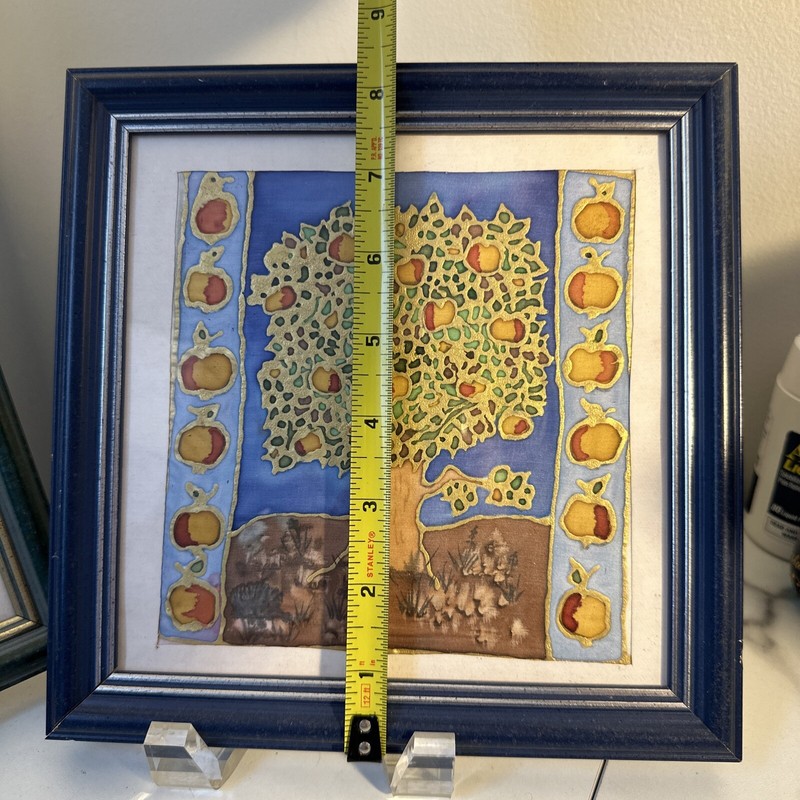 Pair (2) Small Hand Painted Silk Trees Art Framed gallery