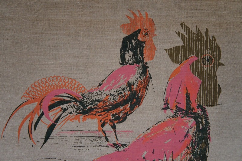 Tom Tru Robert Bushong Raymor Chanticleer Rooster Cock Linen Tapestry Art 40" gallery