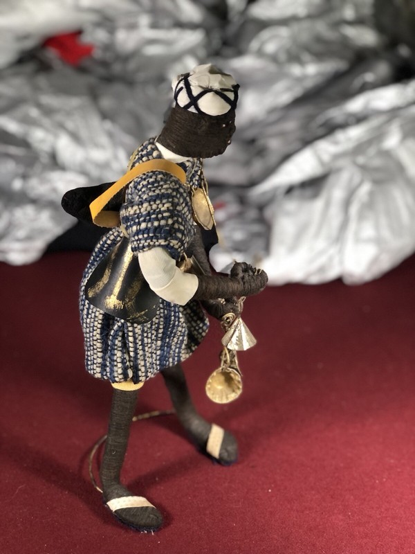 Moroccan Leather Wool Tin Wired Intention Doll. Very Well Made. Eleven Inches. gallery