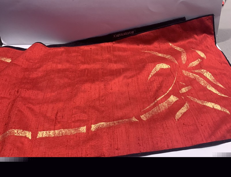 Vtg Joan Blackshear Silk Wall Hanging Velvet Gold Leaf MCM Textile Art gallery