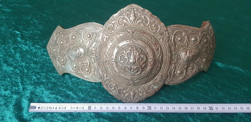 SERBIA ANTIQUE FOLK COSTUME ORNAMENT BELT BUCKLE 1906MARKED KOSOVO METOHIA PAFTA gallery