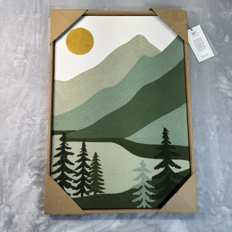 BP Home Textile Embroidered «Woven Artistry» Green Mountains and Trees 18″x26″