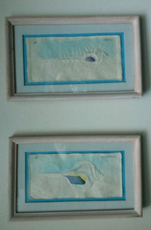 Cottage Beach Theme Costal Ocean Sea Shell Water Color Mixed Media Picture Pr
