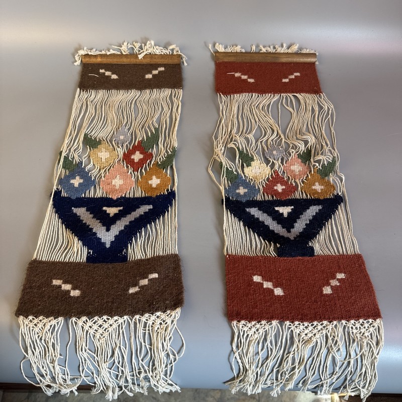 Vintage Woven Wall Art Floral Basket – Set Of 2