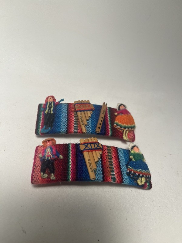 Set 2 Vintage Handmade Dolls, barrette, hair, collectables B17