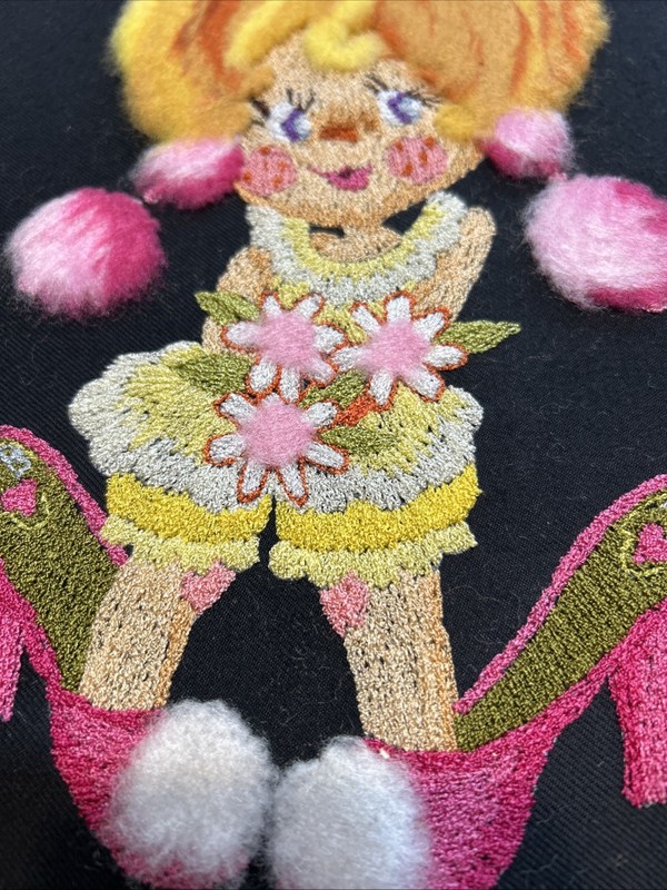 Vintage Matsuhato Bunka Japanese Embroidery Crewel Yarn Girl Oversized Shoes gallery