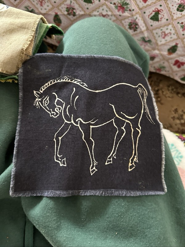 Rare Vintage Textile Art Pieces Estate “11” Different Squares 8×8 Horse, Fish Et