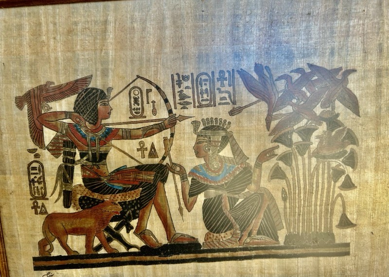 Hand Painted Egyptian Papyrus Tapestry Framed Signed by Cii Ancient Egypt Art gallery