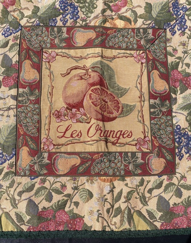 Renaissance Woven Art Luxury Tapestry Les Oranges Lined Miter Accent Border USA