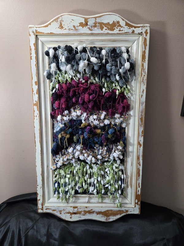 Boho 3D Textile Wall Art – Shabby Chic Framed Fiber Installation