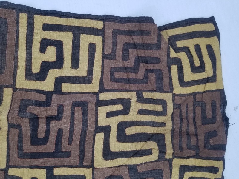Vintage Traditional African Handwoven Kuba Cloth Raffia Textile 226x60cm gallery
