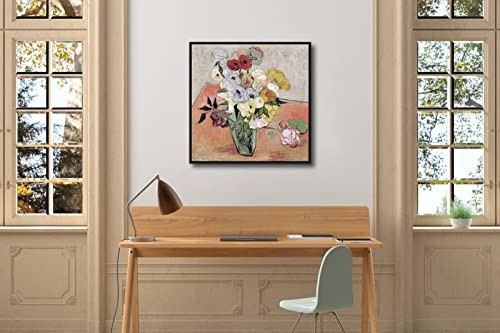 Framed Wall Art Japanese Vase with Roses and Anemones by Vincent Van Gogh Oil gallery