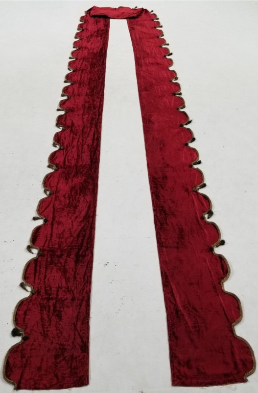 Antique French Red Velvet Gold Metallic Trim Border Panel 750x33cms