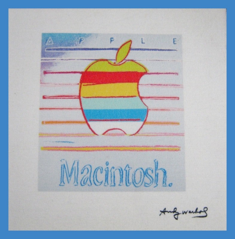 EXTREMELY RARE 1985 ANDY WARHOL Apple AD Art, Mac Computer Mat, 30″ SIGNED