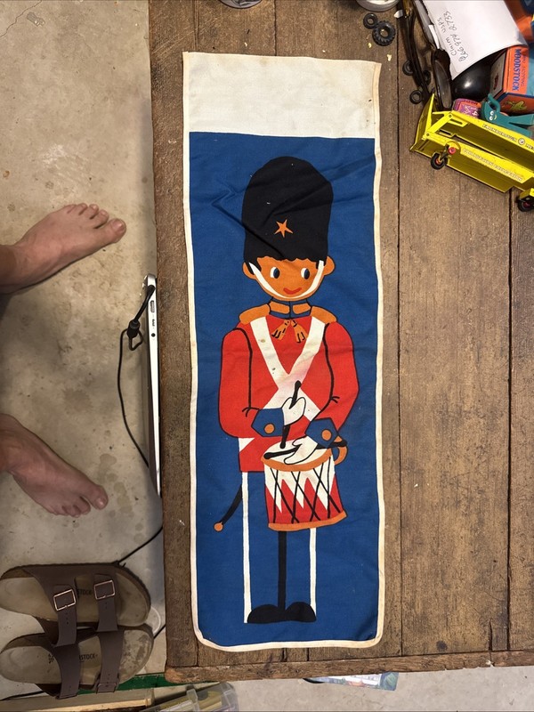 Vtg 60s MCM Fabric Wall Hanging Danish SOLDIER Denmark 8x23 #2 gallery